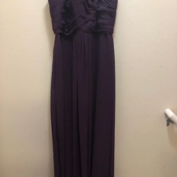 Monique Lhuillier Strapless Chiffon Gown Purple 12 - Picture 8 of 15